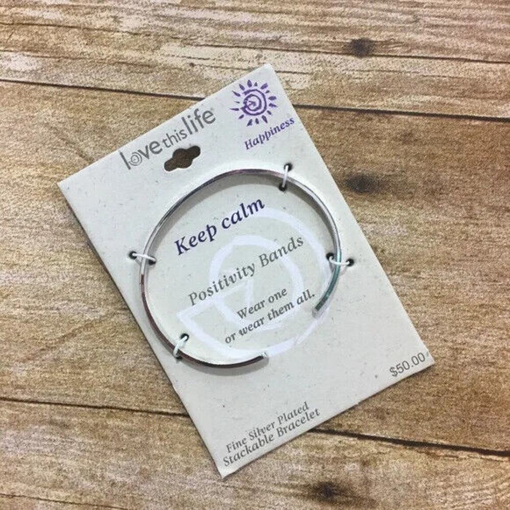 David Culiner "Love This Life" Keep Calm Cuff Bracelet, Silver Plated